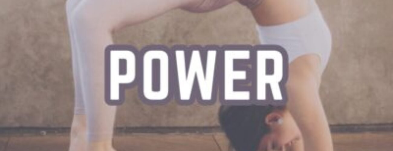 Power yoga poses woman performing wheel pose backbend demonstrating strength training yoga