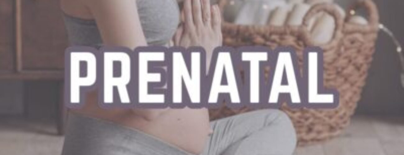 Prenatal yoga pregnant woman meditating in prayer pose practicing safe yoga during pregnancy