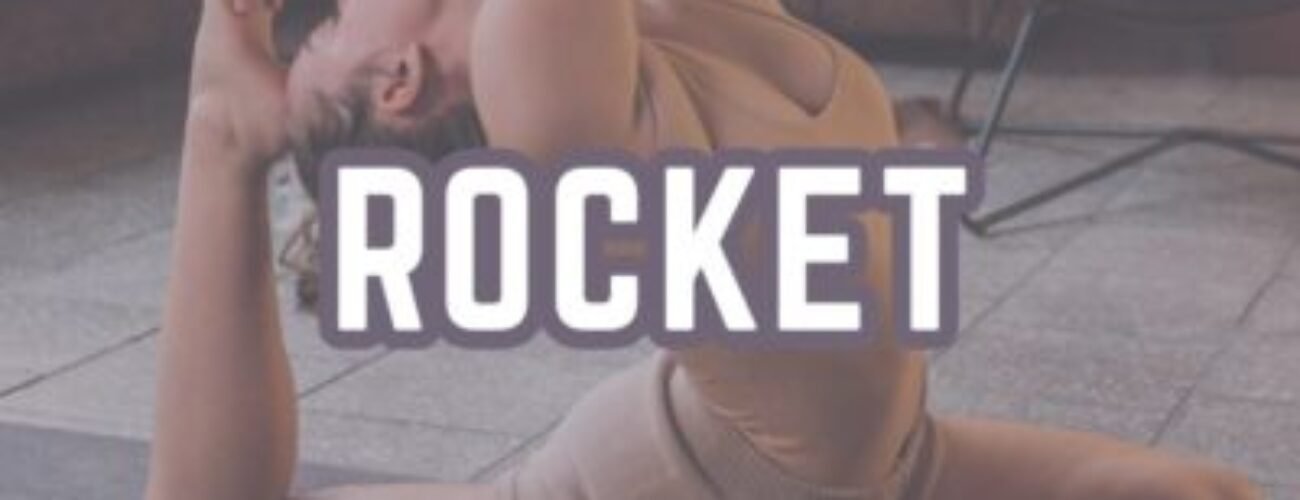 Rocket yoga poses woman practicing dynamic side stretch creative sequencing at home